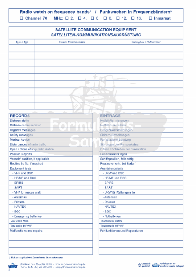 Webshop Datema Nautical Safety. Radio Log Book GMDSS