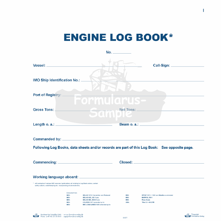 Webshop Datema Nautical Safety. Engine Log Book
