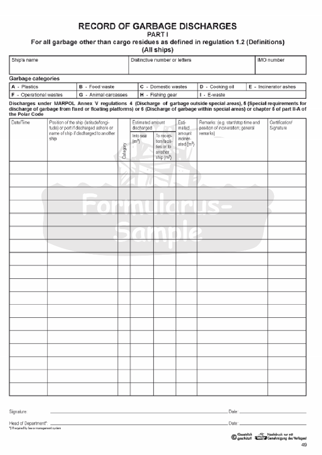 Webshop Datema Nautical Safety. Garbage Rec Book Bulk Cargo Part 1+2